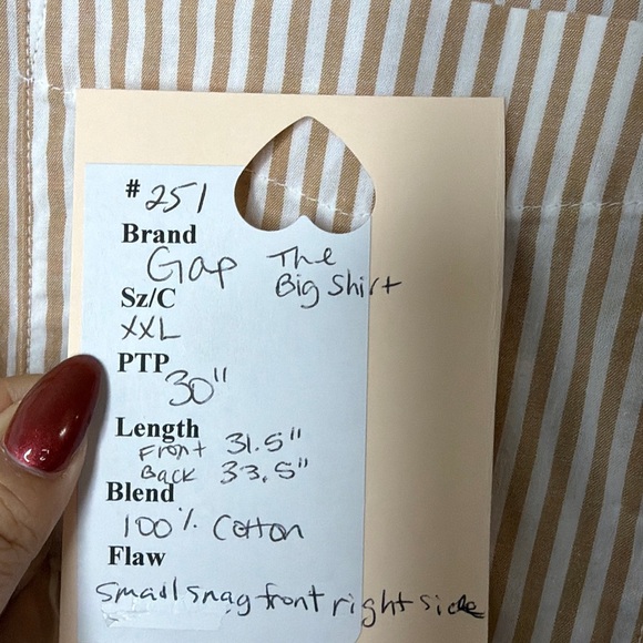 GAP Tan and White Striped Shirt - Picture 9 of 9